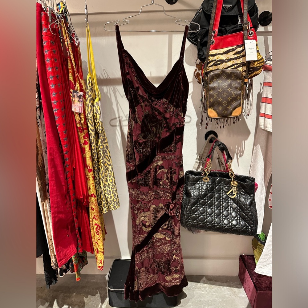 Vintage Roberto Cavalli Runway Burgundy Gown